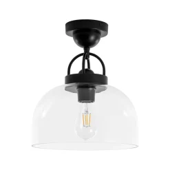 1-Light Clear Glass Dome Shade Semi Flush Mount