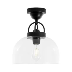 1-Light Clear Glass Dome Shade Semi Flush Mount