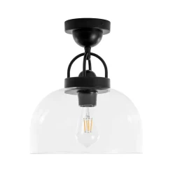 1-Light Clear Glass Dome Shade Semi Flush Mount