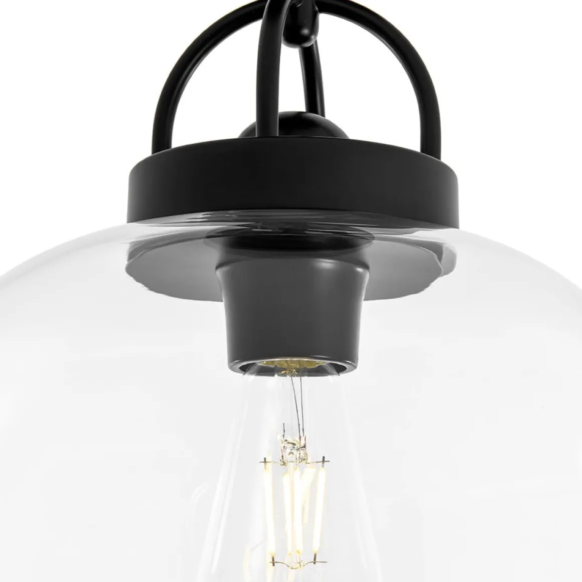 1-Light Clear Glass Dome Shade Semi Flush Mount