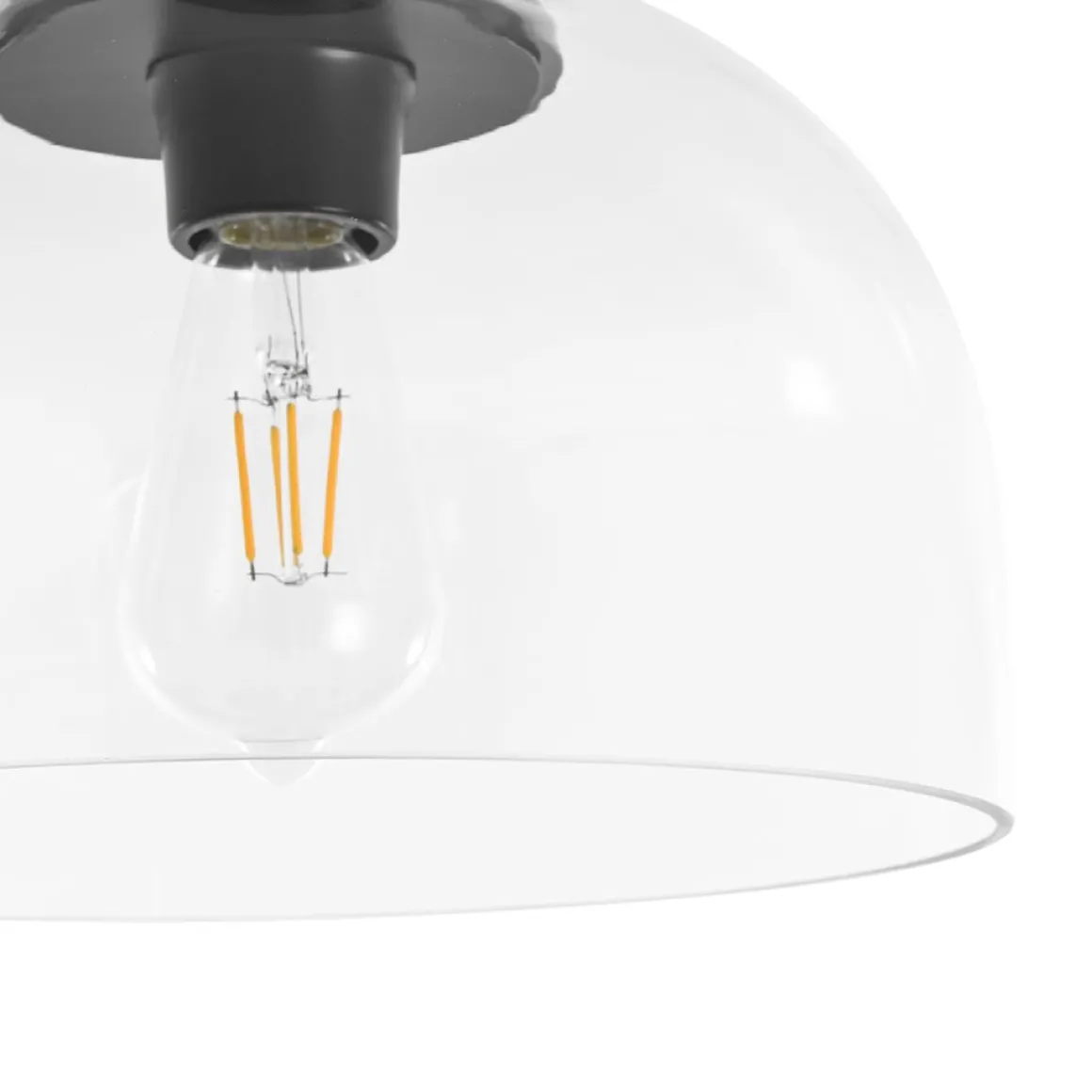 1-Light Clear Glass Dome Shade Semi Flush Mount