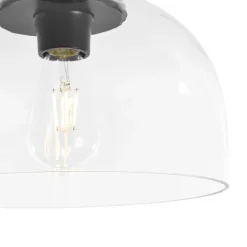 1-Light Clear Glass Dome Shade Semi Flush Mount