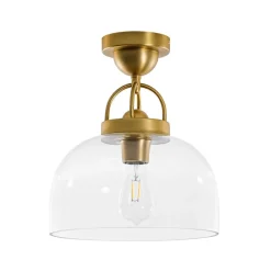 1-Light Clear Glass Dome Shade Semi Flush Mount