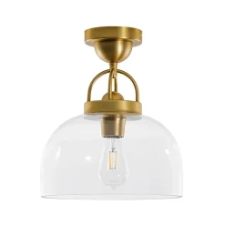 1-Light Clear Glass Dome Shade Semi Flush Mount