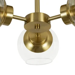 3-Light Clear Glass Globe Sputnik Semi Flush Mount