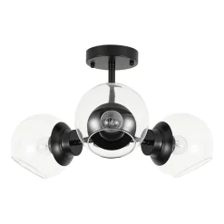 3-Light Clear Glass Globe Sputnik Semi Flush Mount