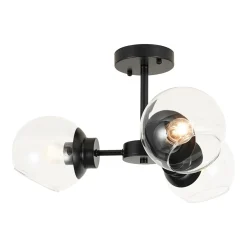3-Light Clear Glass Globe Sputnik Semi Flush Mount