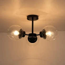 3-Light Clear Glass Globe Sputnik Semi Flush Mount