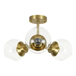 3-Light Clear Glass Globe Sputnik Semi Flush Mount