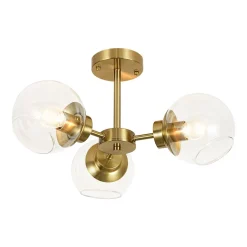 3-Light Clear Glass Globe Sputnik Semi Flush Mount