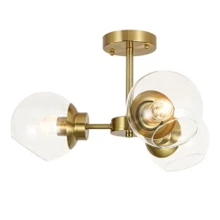 3-Light Clear Glass Globe Sputnik Semi Flush Mount