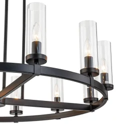 12-Light Clear Glass Shade Wagon Wheel Chandelier