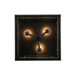 3-Light Clear Seeded Glass Black Square Cage Ceiling Light