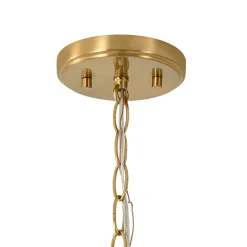 1-Light Clear Striped Glass Drum Semi Flush / Round Cage Pendant