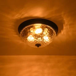 3-light Clear Water Glass Flush Mount Ceiling Light