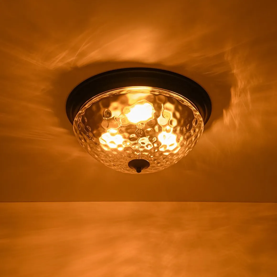 3-light Clear Water Glass Flush Mount Ceiling Light