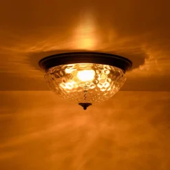 3-light Clear Water Glass Flush Mount Ceiling Light