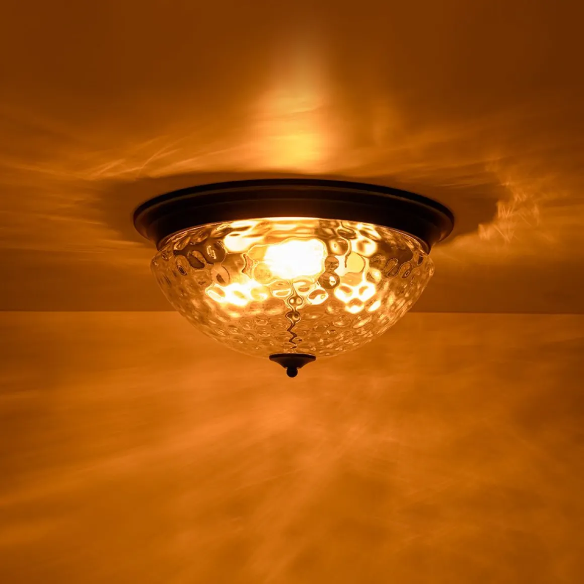 3-light Clear Water Glass Flush Mount Ceiling Light