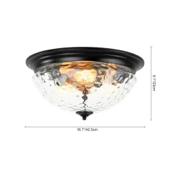 3-light Clear Water Glass Flush Mount Ceiling Light