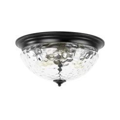 3-light Clear Water Glass Flush Mount Ceiling Light