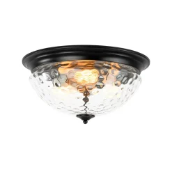 3-light Clear Water Glass Flush Mount Ceiling Light