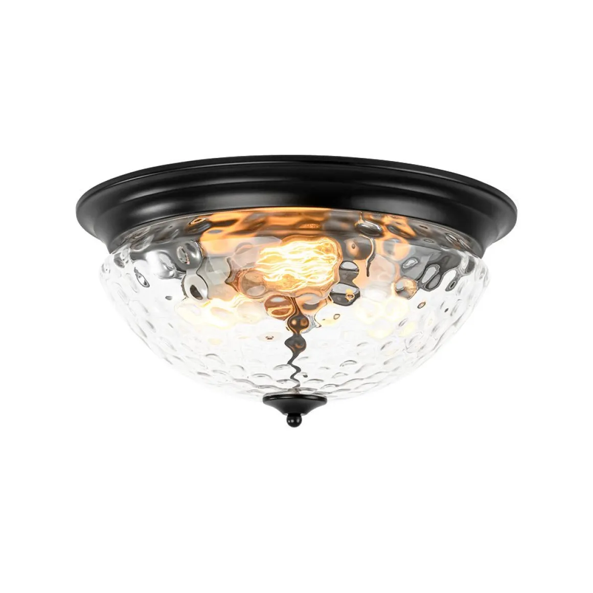 3-light Clear Water Glass Flush Mount Ceiling Light