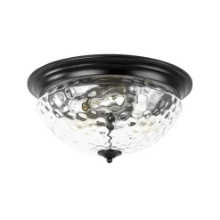 3-light Clear Water Glass Flush Mount Ceiling Light