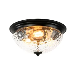 3-light Clear Water Glass Flush Mount Ceiling Light