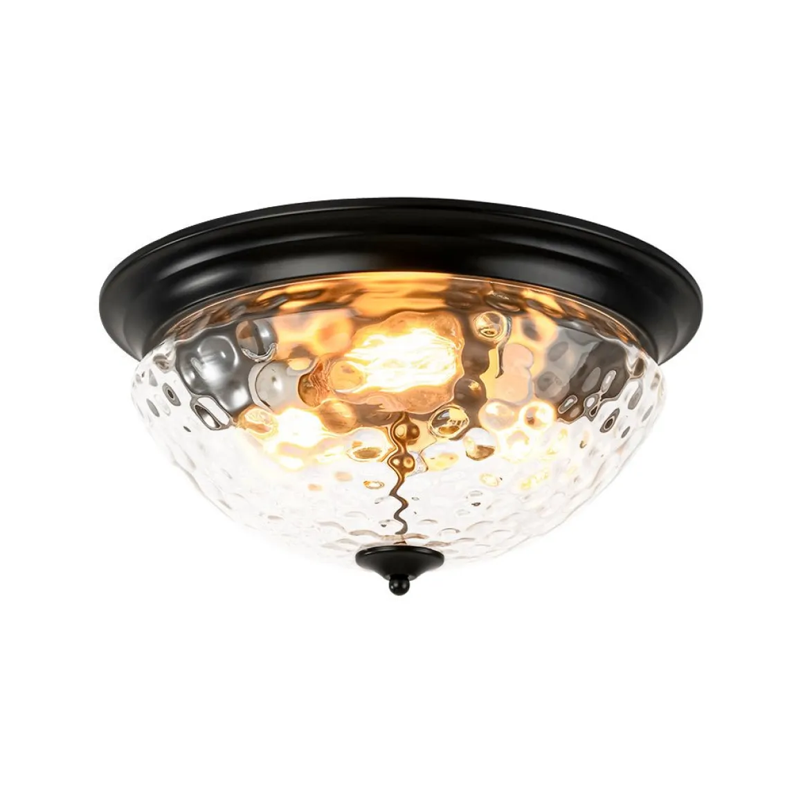 3-light Clear Water Glass Flush Mount Ceiling Light