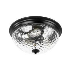 3-light Clear Water Glass Flush Mount Ceiling Light