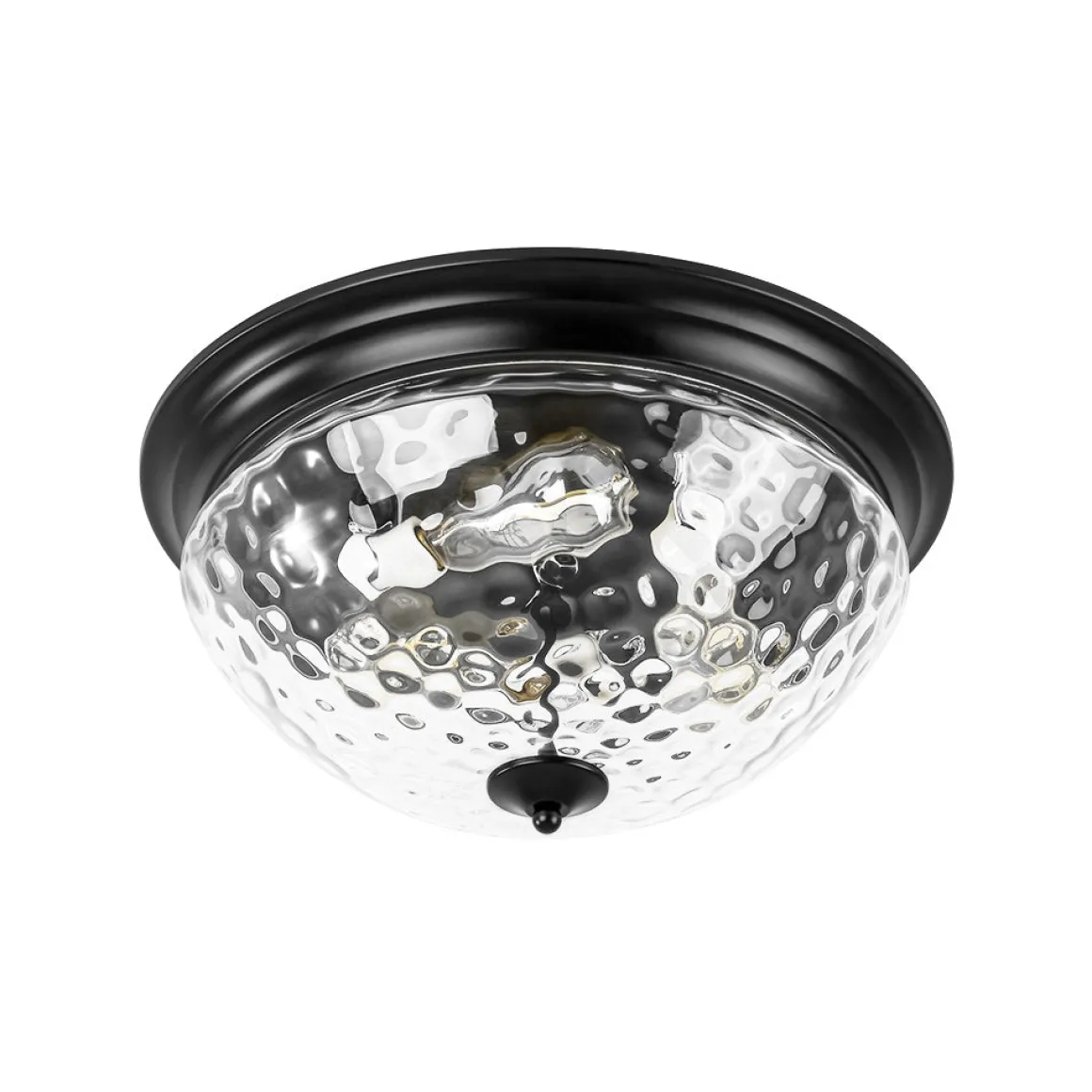 3-light Clear Water Glass Flush Mount Ceiling Light