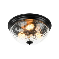 3-light Clear Water Glass Flush Mount Ceiling Light