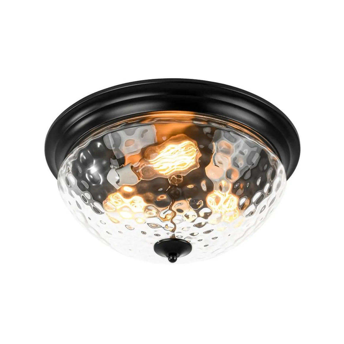 3-light Clear Water Glass Flush Mount Ceiling Light