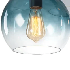 7-Light Cluster Blue Glass Globe Bubble Island Pendant