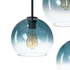 7-Light Cluster Blue Glass Globe Bubble Island Pendant