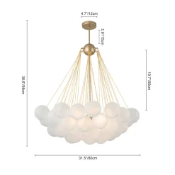 3-Light Cluster Frosted Glass Bubble Chandelier