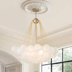 3-Light Cluster Frosted Glass Bubble Chandelier