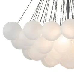 3-Light Cluster Frosted Glass Bubble Chandelier
