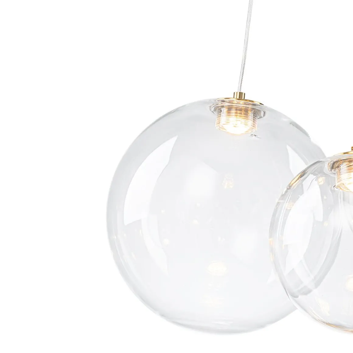 3-Light Cluster Gold Ruby Glass Globe Dimmable LED Pendant