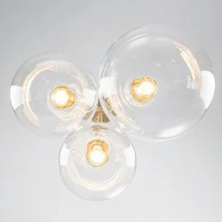 3-Light Cluster Gold Ruby Glass Globe Dimmable LED Pendant