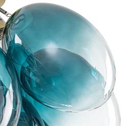 3-Light Cluster Gradient Blue Glass Bubble Semi Flush Mount
