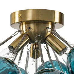 3-Light Cluster Gradient Blue Glass Bubble Semi Flush Mount