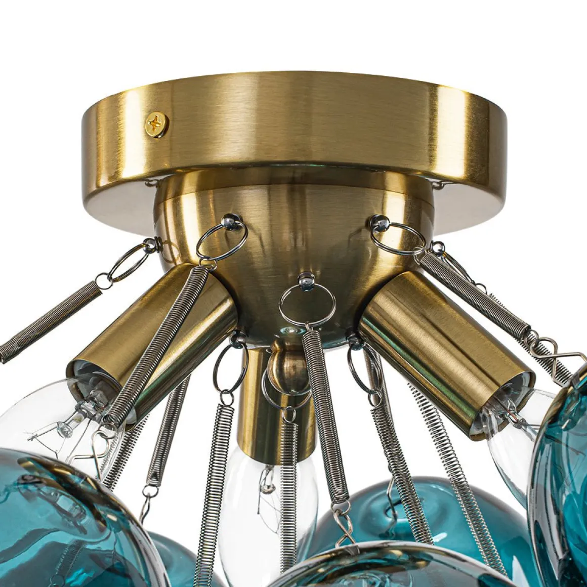 3-Light Cluster Gradient Blue Glass Bubble Semi Flush Mount