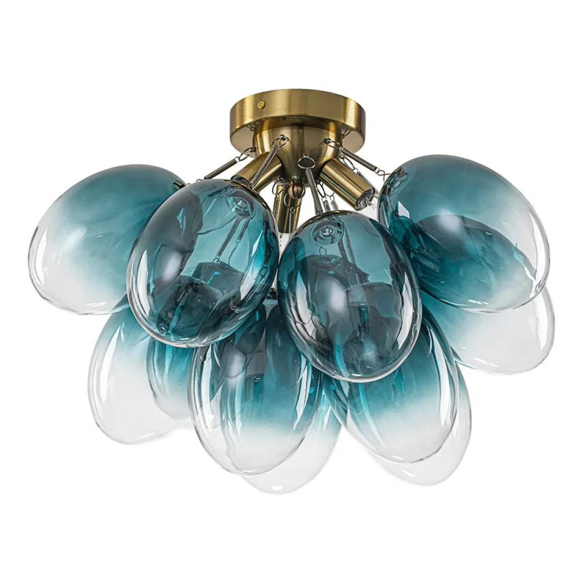 3-Light Cluster Gradient Blue Glass Bubble Semi Flush Mount