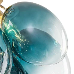 3-Light Cluster Gradient Blue Glass Bubble Semi Flush Mount