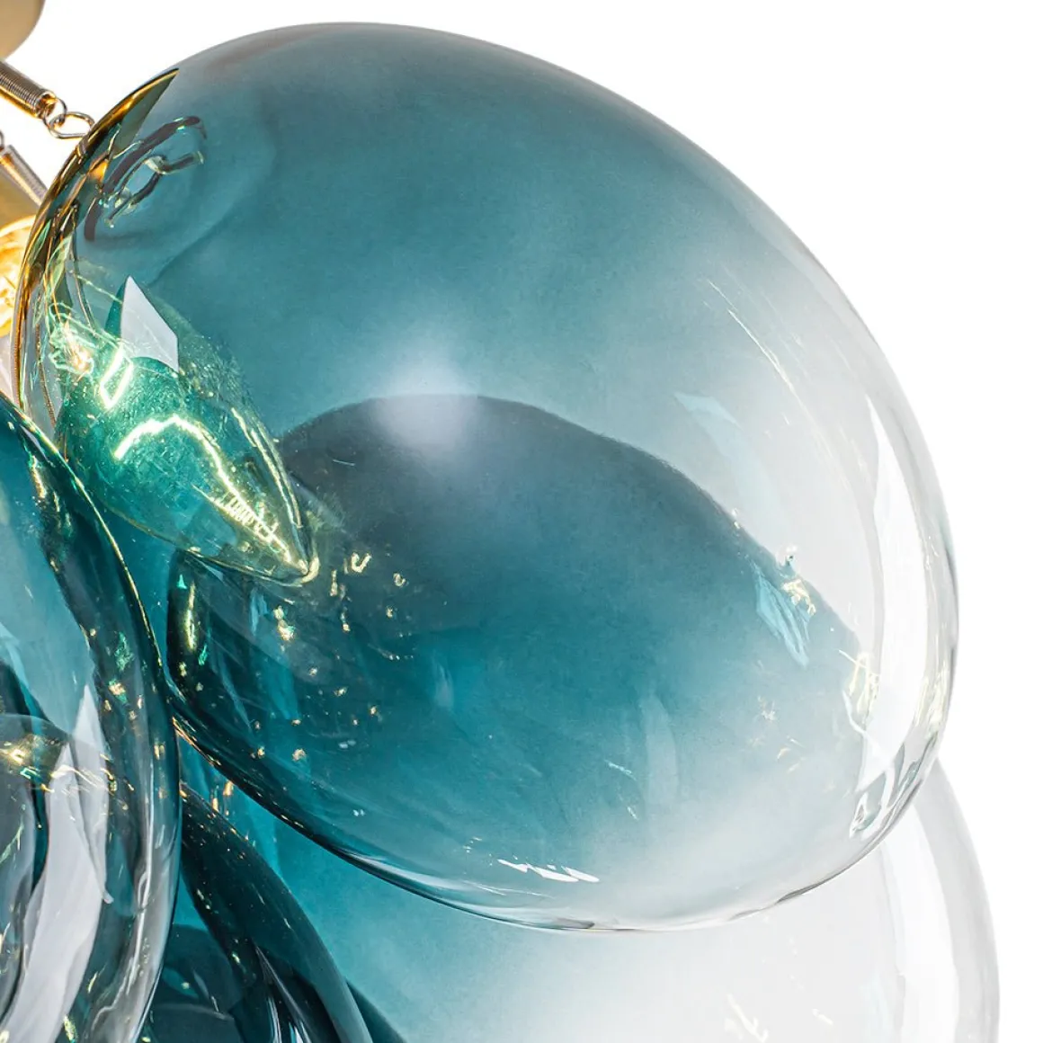 3-Light Cluster Gradient Blue Glass Bubble Semi Flush Mount