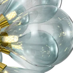 18-Light Cluster Gradual Blue Glass Globe Bubble Chandelier