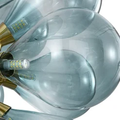 18-Light Cluster Gradual Blue Glass Globe Bubble Chandelier