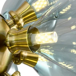 18-Light Cluster Gradual Blue Glass Globe Bubble Chandelier
