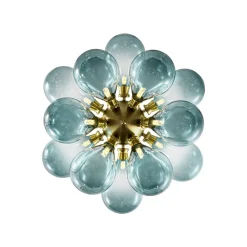 18-Light Cluster Gradual Blue Glass Globe Bubble Chandelier